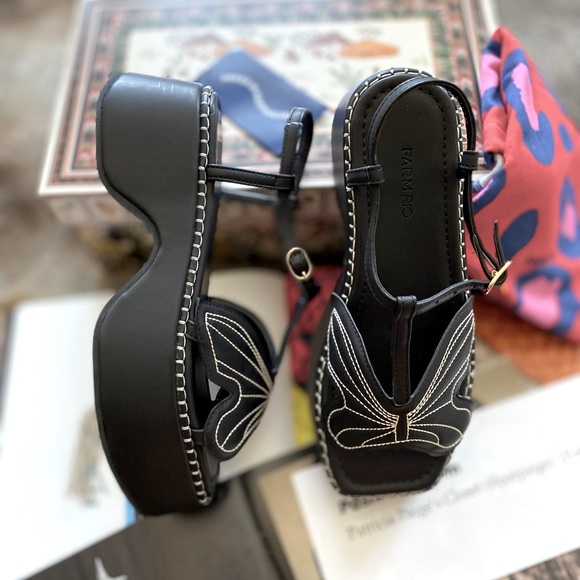 Farm Rio Black Butterfly Flatform sandal - Picture 3 of 13